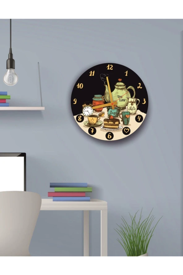 Dekoratif Mutfak Saati Fincan Takımı 30 Cm Çap