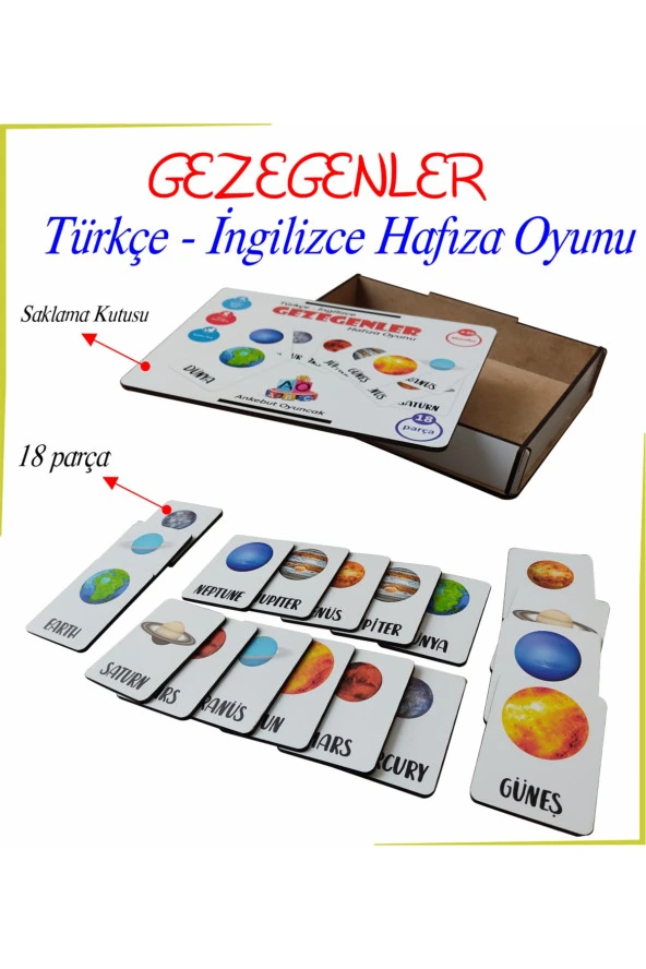 Gezegenler Türkçe- Ingilizce Hafıza Oyunu Kutulu