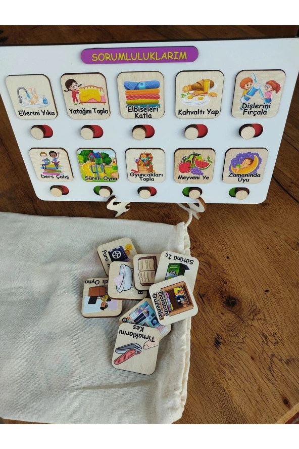 Montessori Sorumluluk Alma Beceri Ve Görev Tablosu Günlük Rutinim - Resim 2