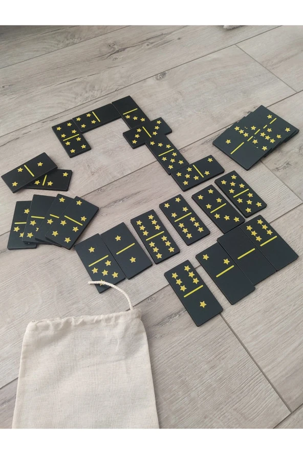 Ahşap Yıldızlı Domino Büyük Boy 8 Cm * 4 Cm
