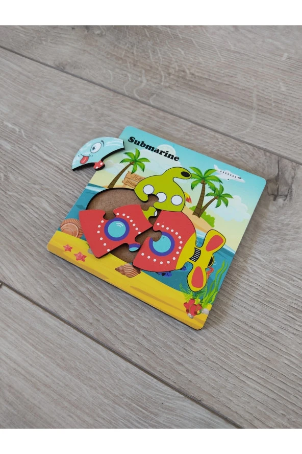 Mini 4 Parça Denizaltı Ahşap Puzzle