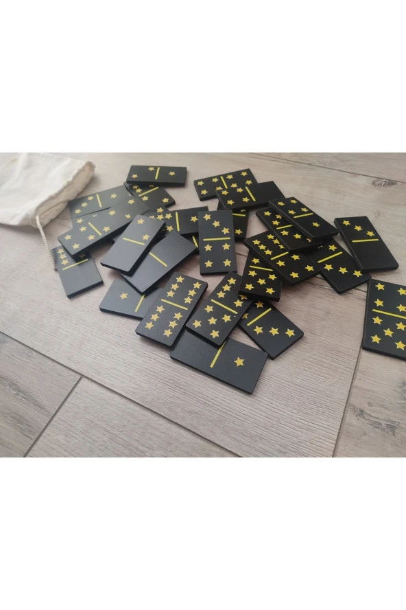 Ahşap Yıldızlı Domino Büyük Boy 8 Cm * 4 Cm - 2