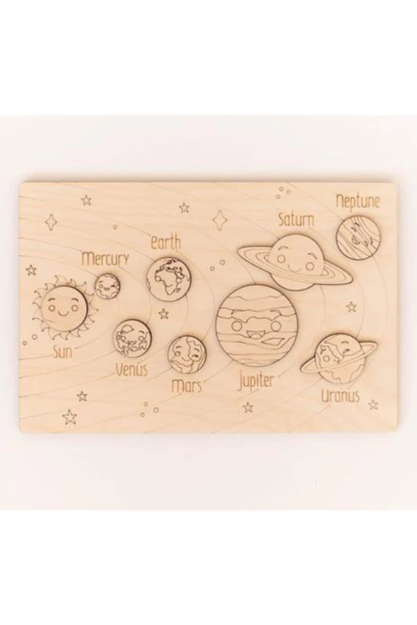 Ahşap Yapboz Güneş Sistemi Puzzle 30 Cm * 22 Cm