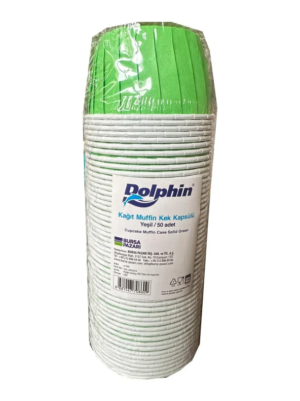 Dolphin Muffin Kağıt Karton Yeşil Cupcake Kek Kalıbı Kapsülü Kabı - 50 Adetlik 3 Paket - Resim 2