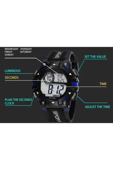 Dijital 5ATM Büyük Çocuk Kol Saati 12 Yaş ve Üzeri SPEC000620 - 5