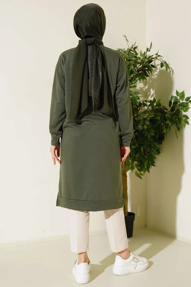 Arma Detaylı Uzun Tunik Haki - Resim 3