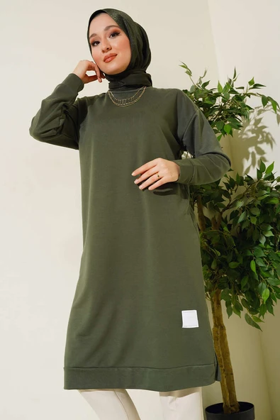 Arma Detaylı Uzun Tunik Haki - 1