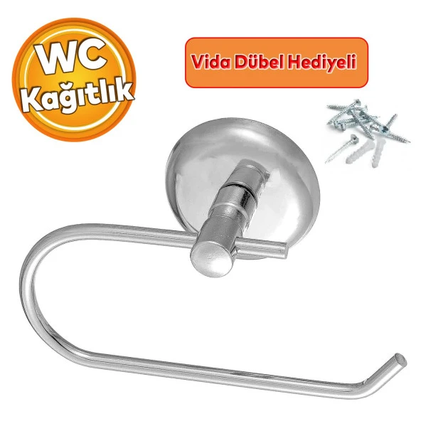 Tuvalet Kağıtlık Aparat Kapalı WC Kağıt Standı Bez Havluluk Paslanmaz Metal Sağlam Krom ürün görseli