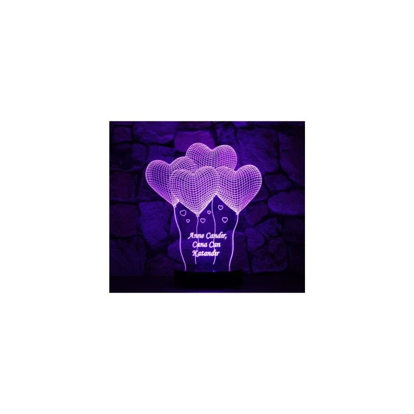 16 Renk - Anne Candır Cana Can Katandır 3D Led Lamba - Resim 3