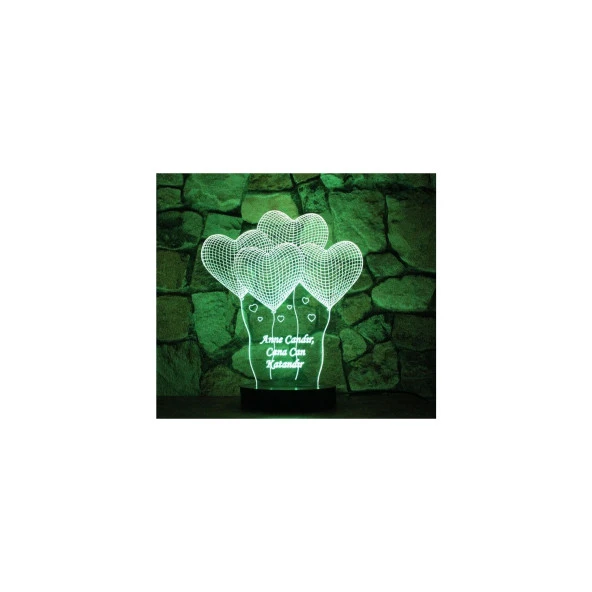 16 Renk - Anne Candır Cana Can Katandır 3D Led Lamba - Resim 4