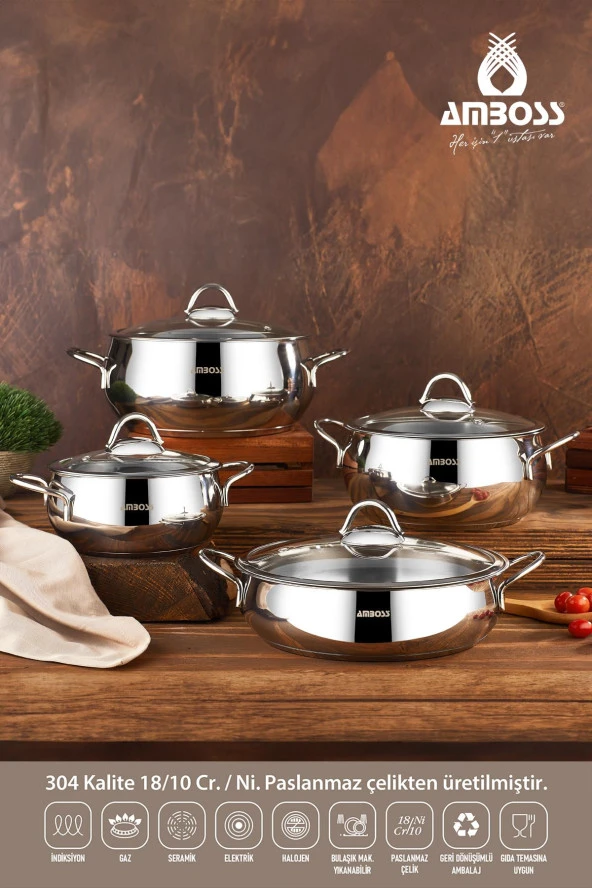 Amboss Trend 13 Parça Paslanmaz Çelik Tencere Seti & Karıştırma Çok Amaçlı Kase Seti - 2
