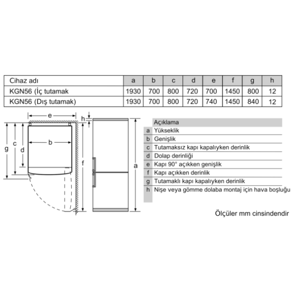 BOSCH KGN56XWE0N KOMBİ NO FROST BUZDOLABI - 7