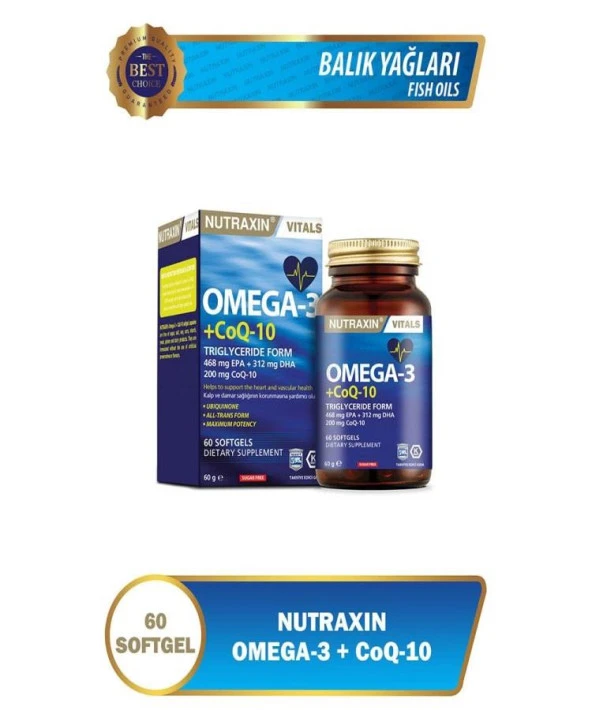 Nutraxin Omega-3 + Co-Q10 60 Kapsül
