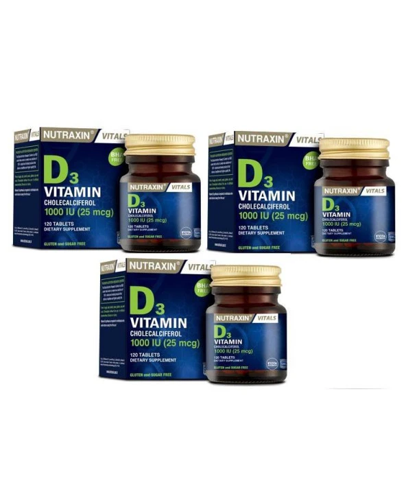 Nutraxin Vitamin D3 120 Tablet x 3 Adet