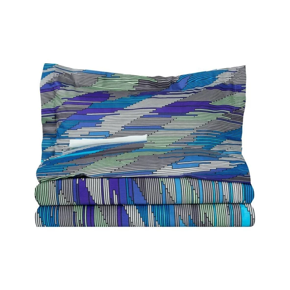 BASKILI SATEN ÇİFT KİŞİLİK NEVRESİM TAKIMI NERON - Resim 5