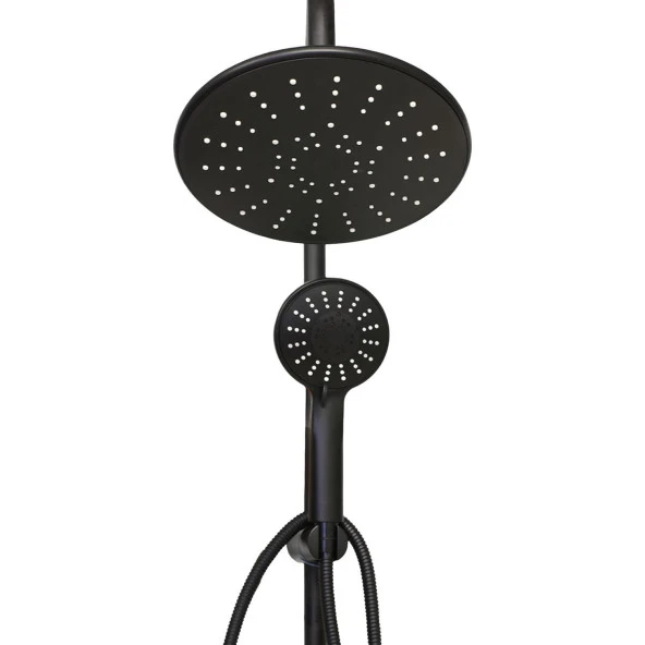 Robot Tepe Duş Seti Takımı Shower Yağmurlama Oval Banyo Masaj Duş Başlığı Sistemi Mat Siyah - Resim 6