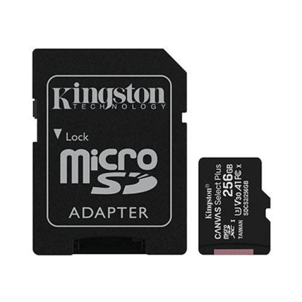 Kingston Canvas Select Plus 256GB 100MB/s SDCS2/256GB A1 C10 Micro SD Kart