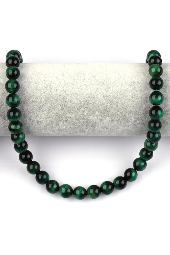 Yeşil Kaplan Gözü Doğal Taş Dizi 10 mm Küre Kesim - Resim 2