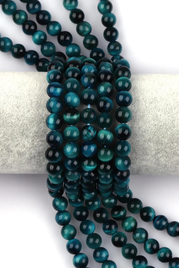 Turkuaz Kaplan Gözü Doğal Taş Dizi 8 mm Küre Kesim ürün görseli