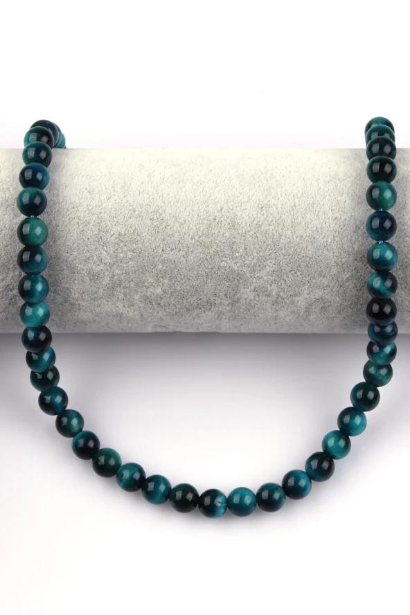 Turkuaz Kaplan Gözü Doğal Taş Dizi 8 mm Küre Kesim - Resim 2