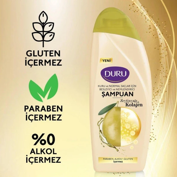 Duru Zeytinyağı & Kolojen İçerikli  Kuru ve Normal Saçlar İçin Şampuan 500 ml
