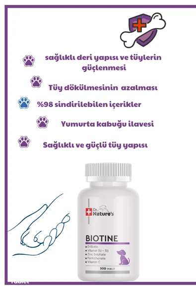 Dog Biotin | Deri & Tüy Sağlığı Destek Tableti | 300 Tablet - Resim 3