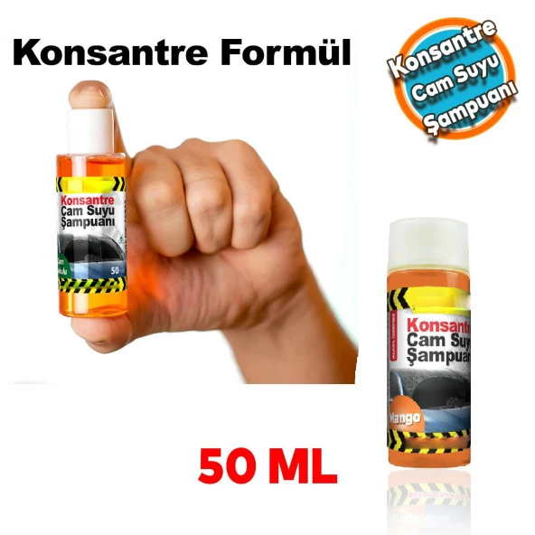 Araba Araç Otomobil Oto Silecek Temizleme Konsantre Cam Suyu Şampuanı Mango Kokulu 50 ML