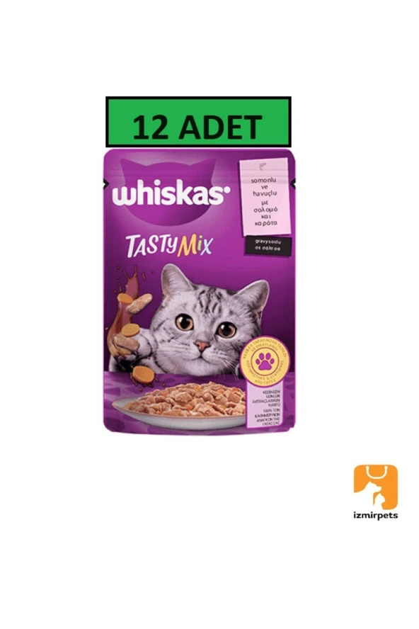 Pouch TastyMix Sos İçinde Somonlu ve Havuçlu Yetişkin Kedi Konservesi 85gr X 12 ADET