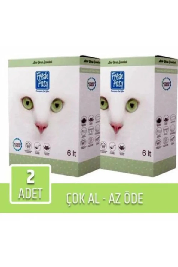 Paty Aloe Vera Kokulu Aktif Karbon Topaklaşan Bentonit Kedi Kumu 2 x 6 L