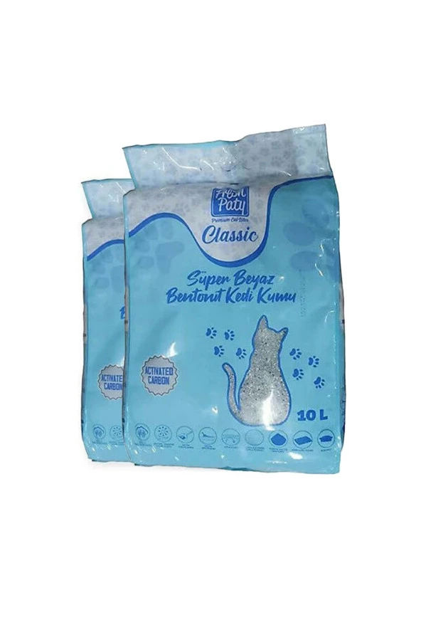 Aktif Karbonlu Kokusuz Topaklaşan Classic 10 Lt X 2 Kedi Kumu - 1