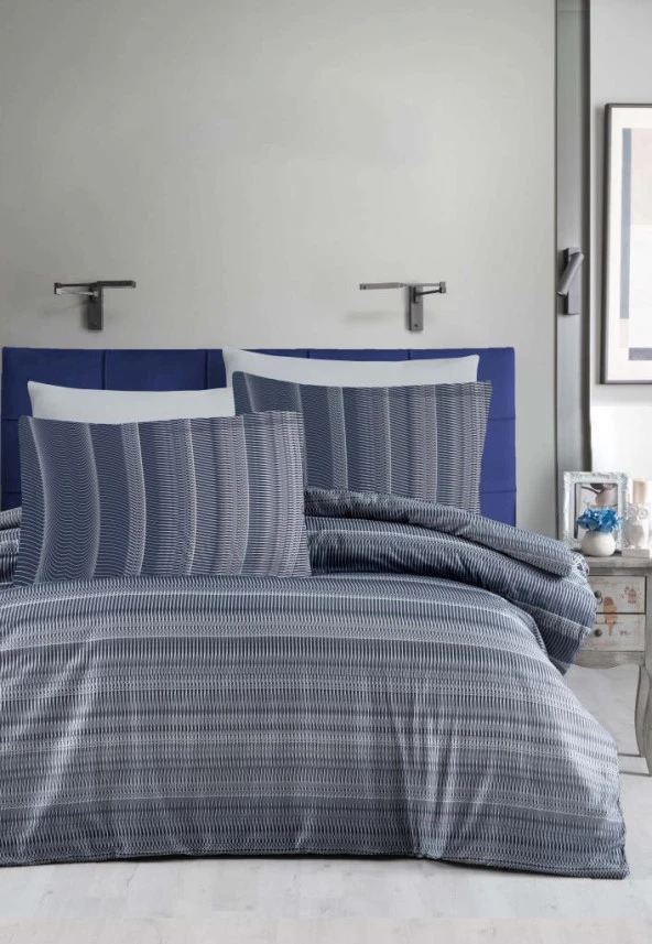 BASKILI SATEN ÇİFT KİŞİLİK NEVRESİM TAKIMI SIRIUS ürün görseli 1