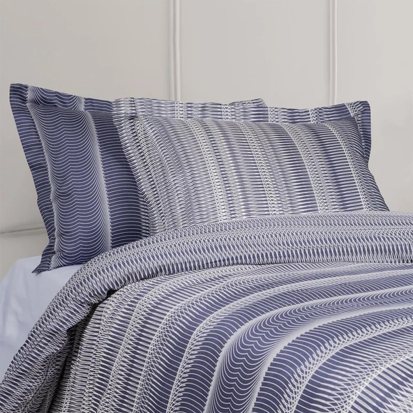 BASKILI SATEN ÇİFT KİŞİLİK NEVRESİM TAKIMI SIRIUS - Resim 2