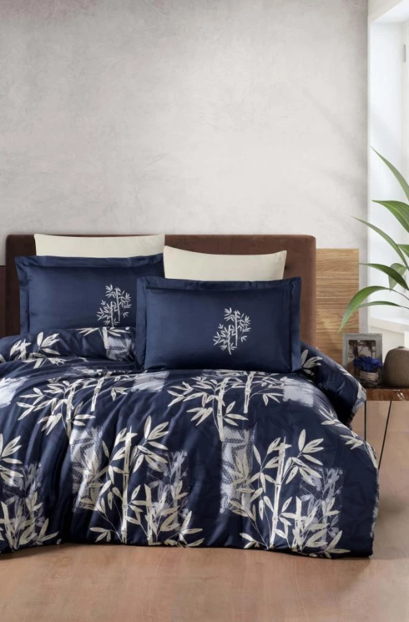 BASKILI SATEN ÇİFT KİŞİLİK NEVRESİM TAKIMI BAMBOO