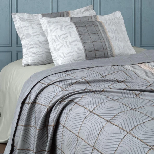 BASKILI SATEN ÇİFT KİŞİLİK NEVRESİM TAKIMI CARPOLIE - Resim 2