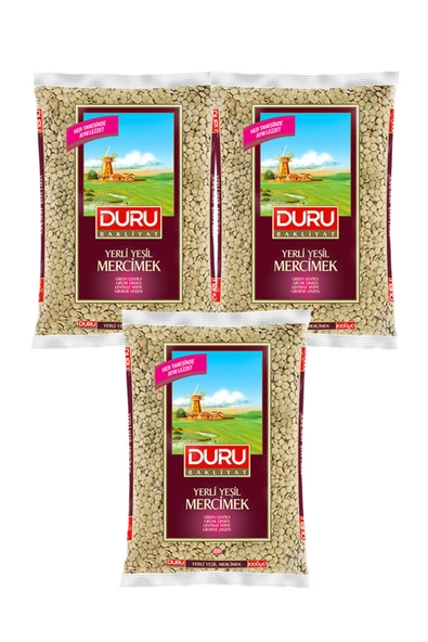 Duru Yerli Yeşil Mercimek 3x1000 Gr ürün görseli 1