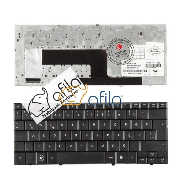 Hp Compaq Mini 110 Serisi 110-1000, 110-1110ET 110-1110ST, 110c-1010ET 110c-1020ST Klavye (Siyah TR), 533551-141