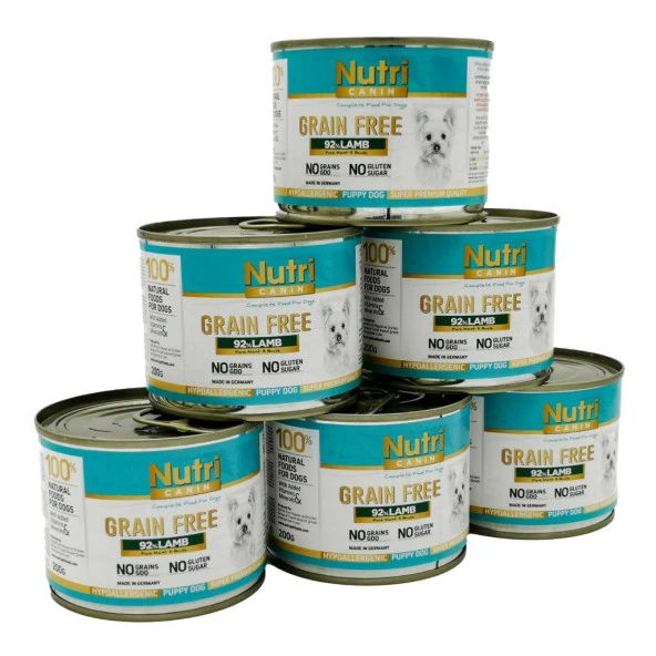 Nutri Canin Kuzu Etli 92 Tahılsız Konserve Yavru Köpek Maması 6 x 200 G