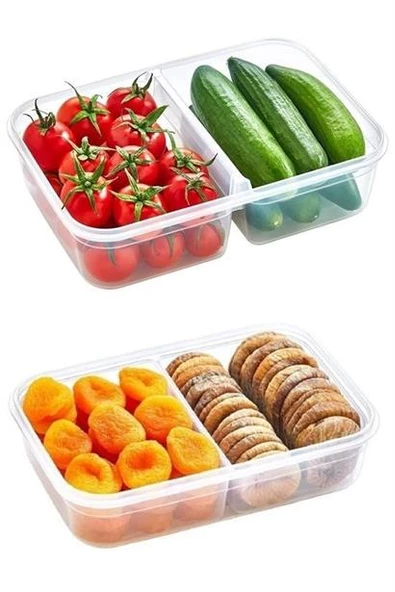 Saklama Kabı Kilitli Kapaklı Taşınabilir 1Litre Erzak Diyet Saklama Kabı 2 Bölmeli Beslenme Kabı - 6
