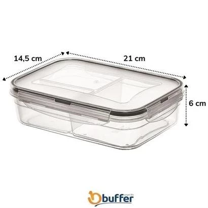 3 Bölmeli Kilitli Kapaklı 1 Litre Erzak Saklama Kabı LC-510 - 4