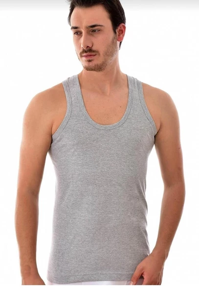 SEHER YILDIZI 0001 ERKEK ASKILI ATLET 6 ADET  2XL GRİ - Resim 3