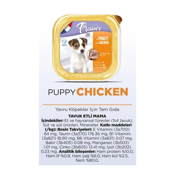 Plaisir Pate 150Gr Tavuk Etli Yavru 4Adet Yaş Köpek Maması - 3