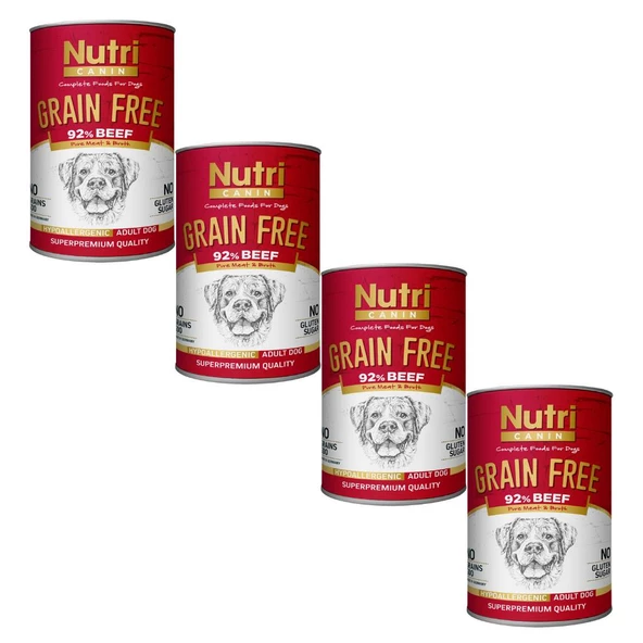 Adult %92 Sığır Etli Tahılsız  400Gr Yetişkin Köpek Yaş Maması 4 Adet - 2