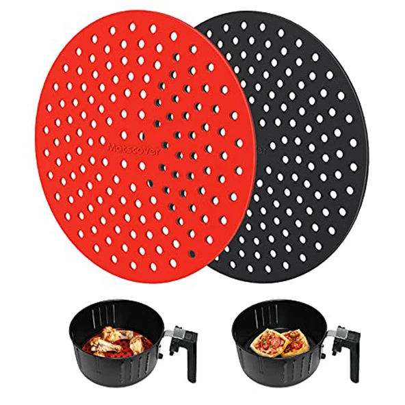 Renkli Isıya Dayanıklı Yıkanılabilir Silikon Fırın Ve Airfryer Yuvarlak Pişirme Matı 20 Cm - 6