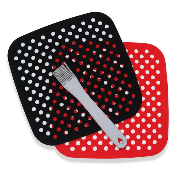 Renkli Isıya Dayanıklı Yıkanılabilir Silikon Fırın Ve Airfryer Kare Pişirme Matı 21,5 Cm - 3