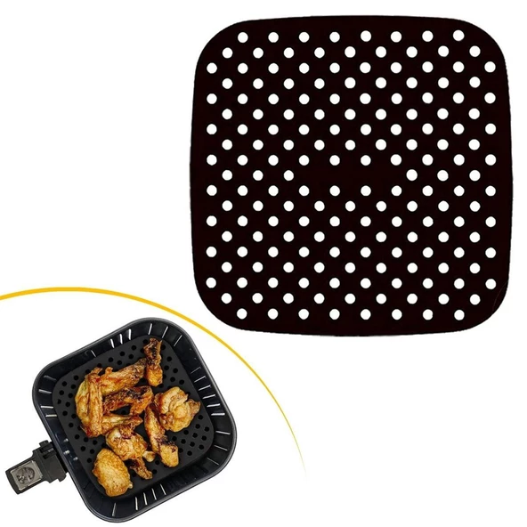 Petinka® Renkli Isıya Dayanıklı Yıkanılabilir Silikon Fırın Ve Airfryer Kare Pişirme Matı 21,5 Cm