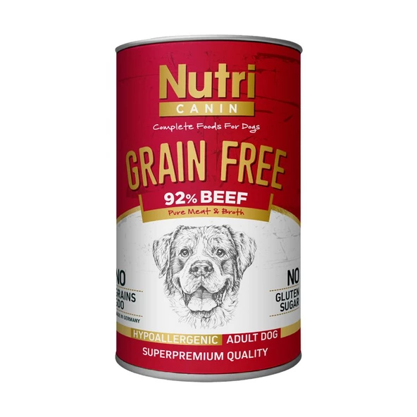 Adult %92 Sığır Etli Tahılsız  400Gr Yetişkin Köpek Yaş Maması 12 Adet