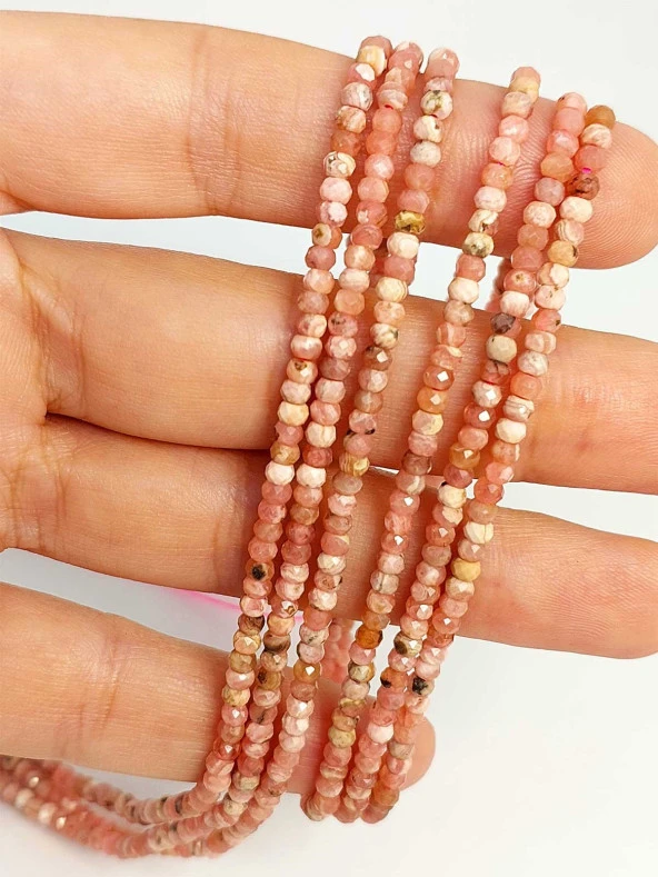 Rodokrozit Taşı Dizi Rondela Faset Kesim 1.5*2.5mm (45418) ürün görseli 1