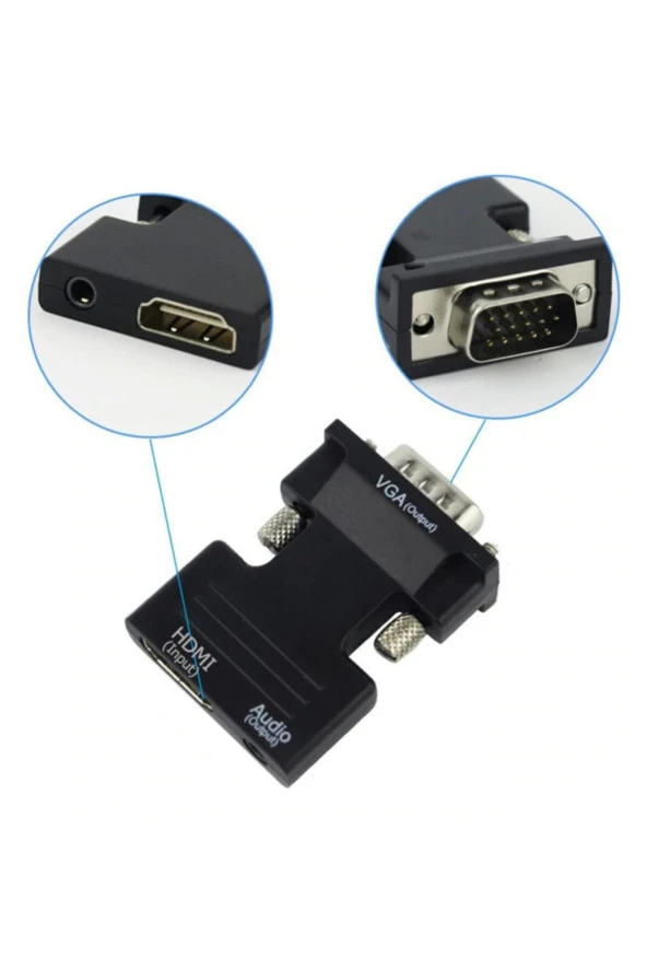 Ses Destekli HDMI to VGA Çevirici Dönüştürücü Adaptör - 4499 - 6