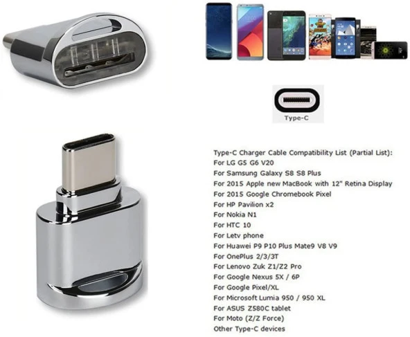 Ancheyn USB Type-C 3.1 To Micro SD TF Hafıza Kart Okuyucu OTG Adaptörü 4477 - 7