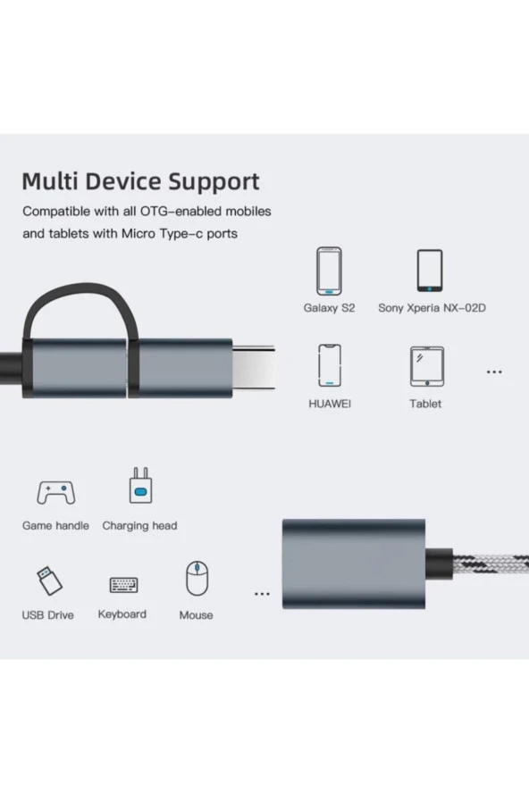 Ancheyn USB 3.0 OTG To Type C Micro USB Data Şarj Çevirici Dönüştürücü Adaptör 4901 - Resim 3